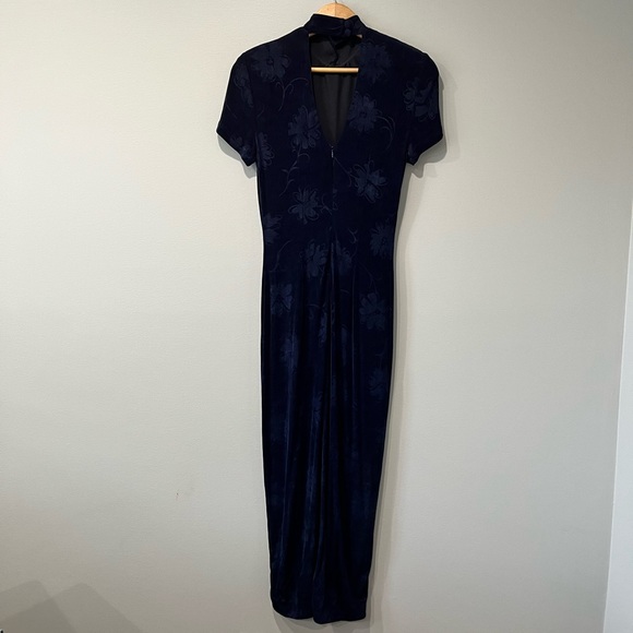 Vintage  Navy Blue Floral Patterned Dress by Joseph Ribkoff, Size 8P - Picture 7 of 7